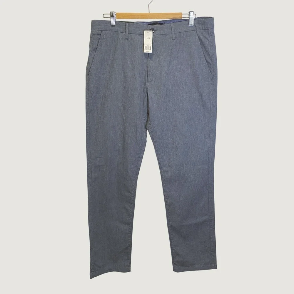 Banana Republic Kentfield Pant Mens 34x34 Blue NWT Herringbone Straight Fit